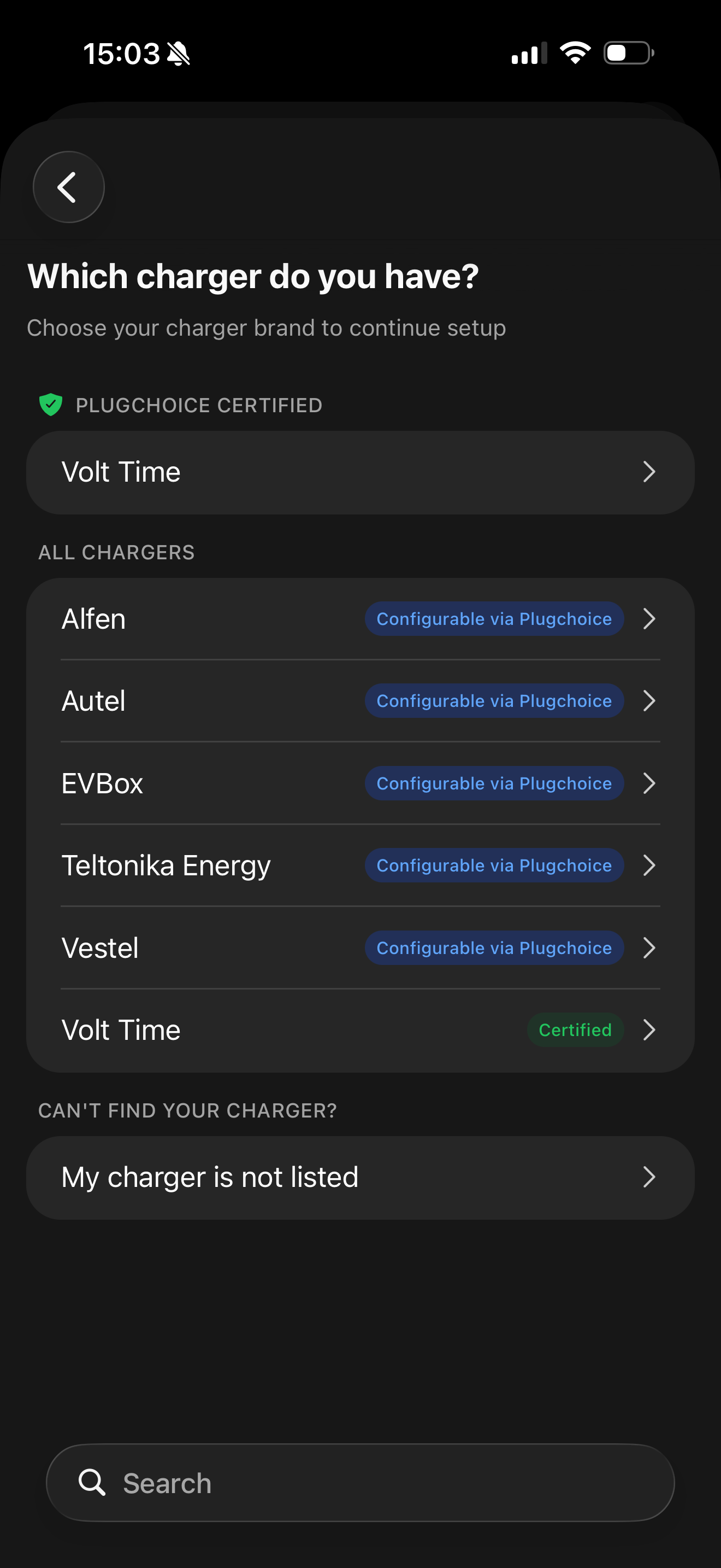 Add charger configuration in app
