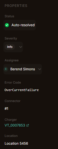 Alert properties panel