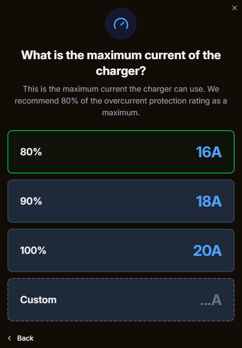 Charger maximum current configuration