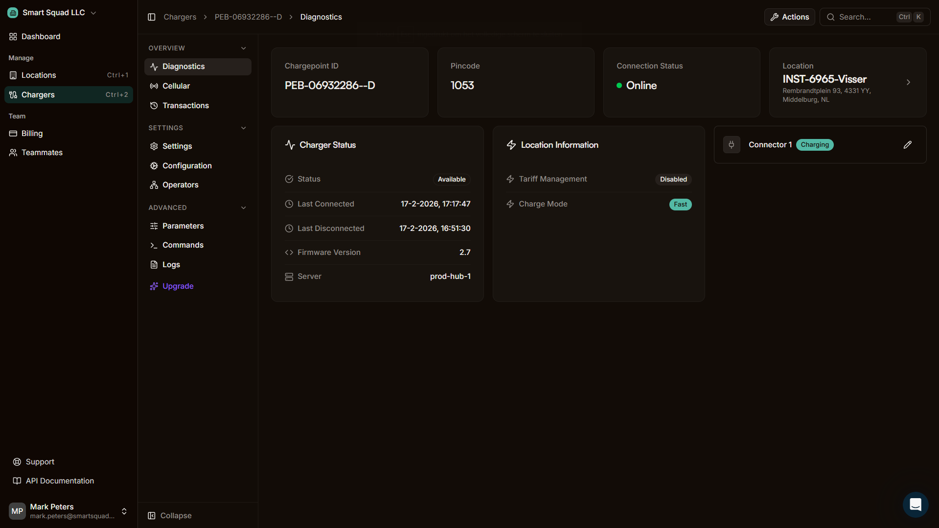 Plugchoice Web Portal charger diagnostics