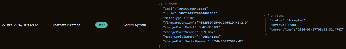 OCPP log item detail