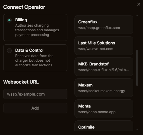 Charger operators management