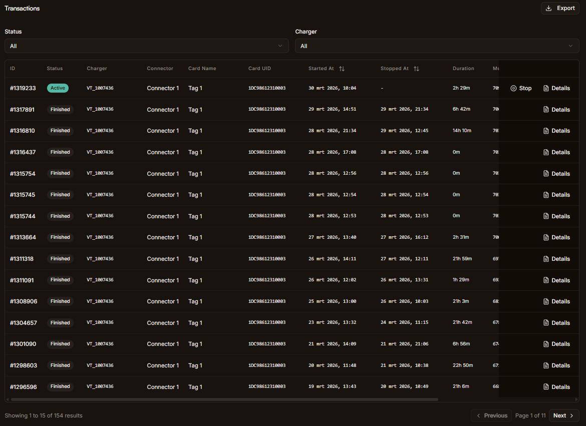 Plugchoice Web Portal transactions