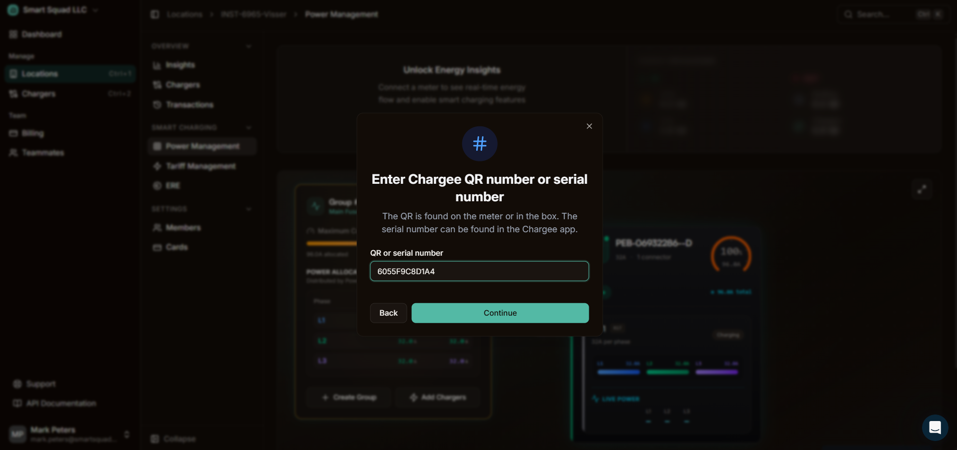 Power management add meter configuration
