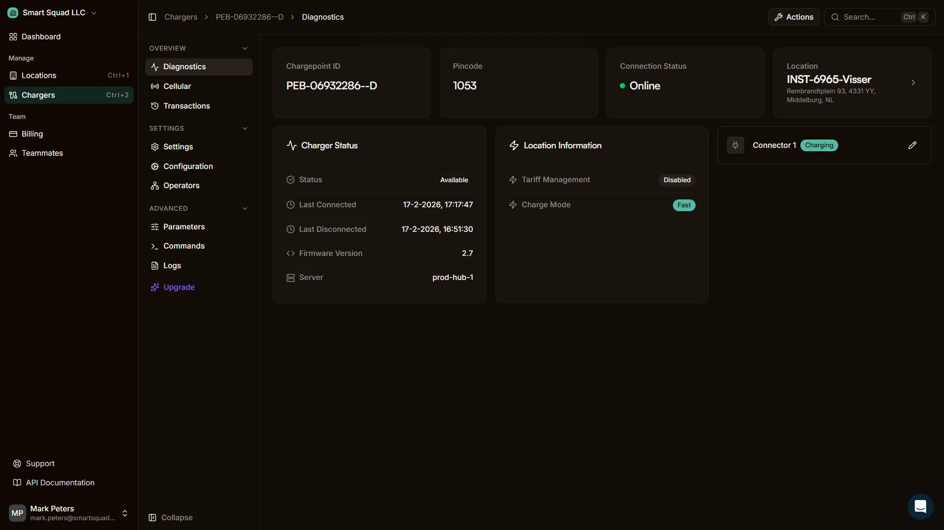 Diagnostics dark mode
