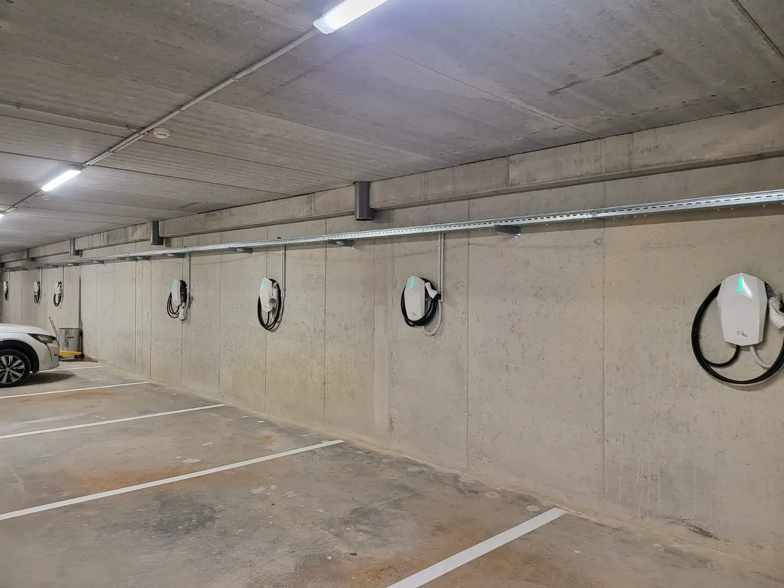 EV chargers in a building car park